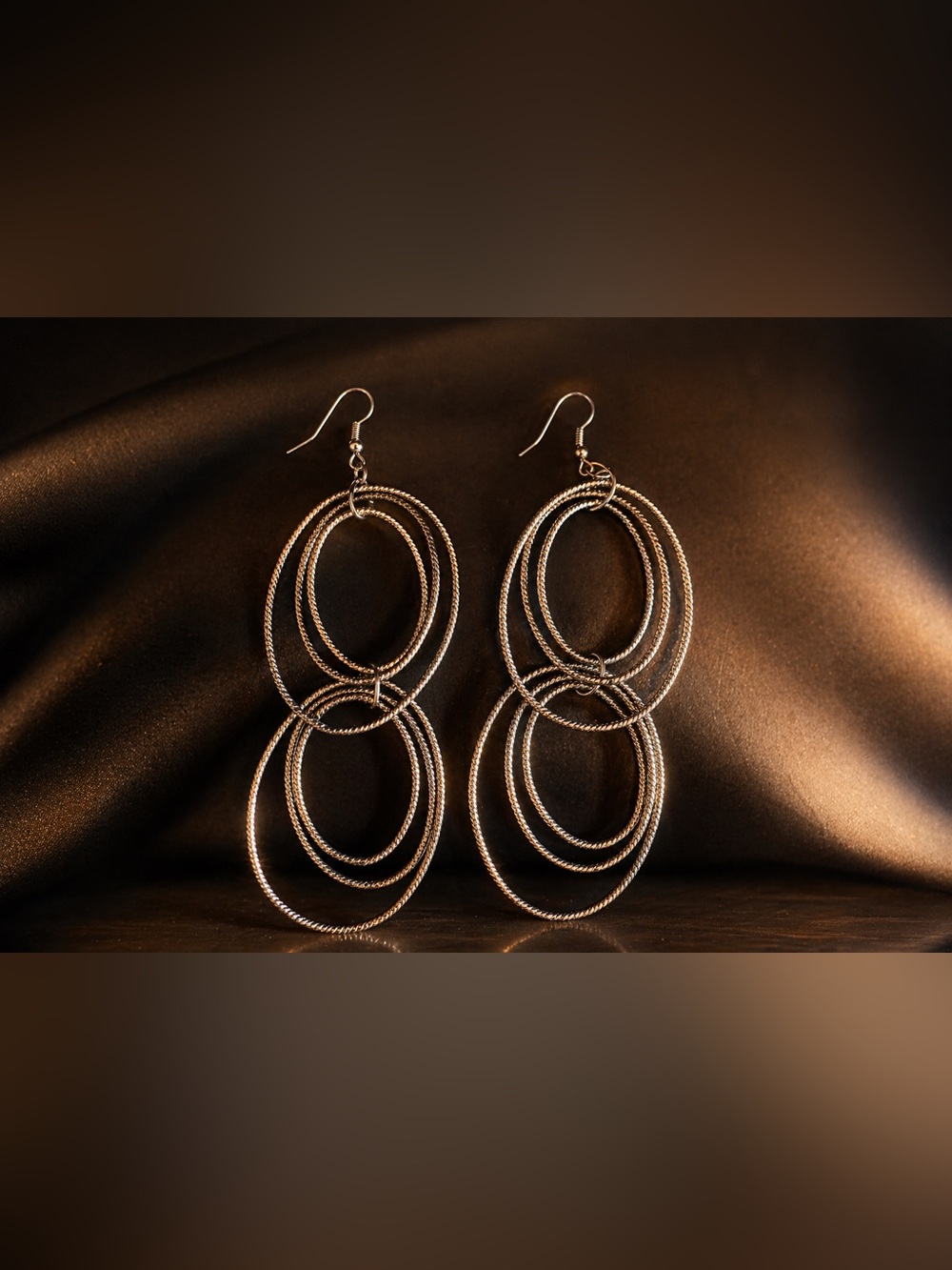 Gun metal Double-Hoop Dangle Earrings - Women Jewelry